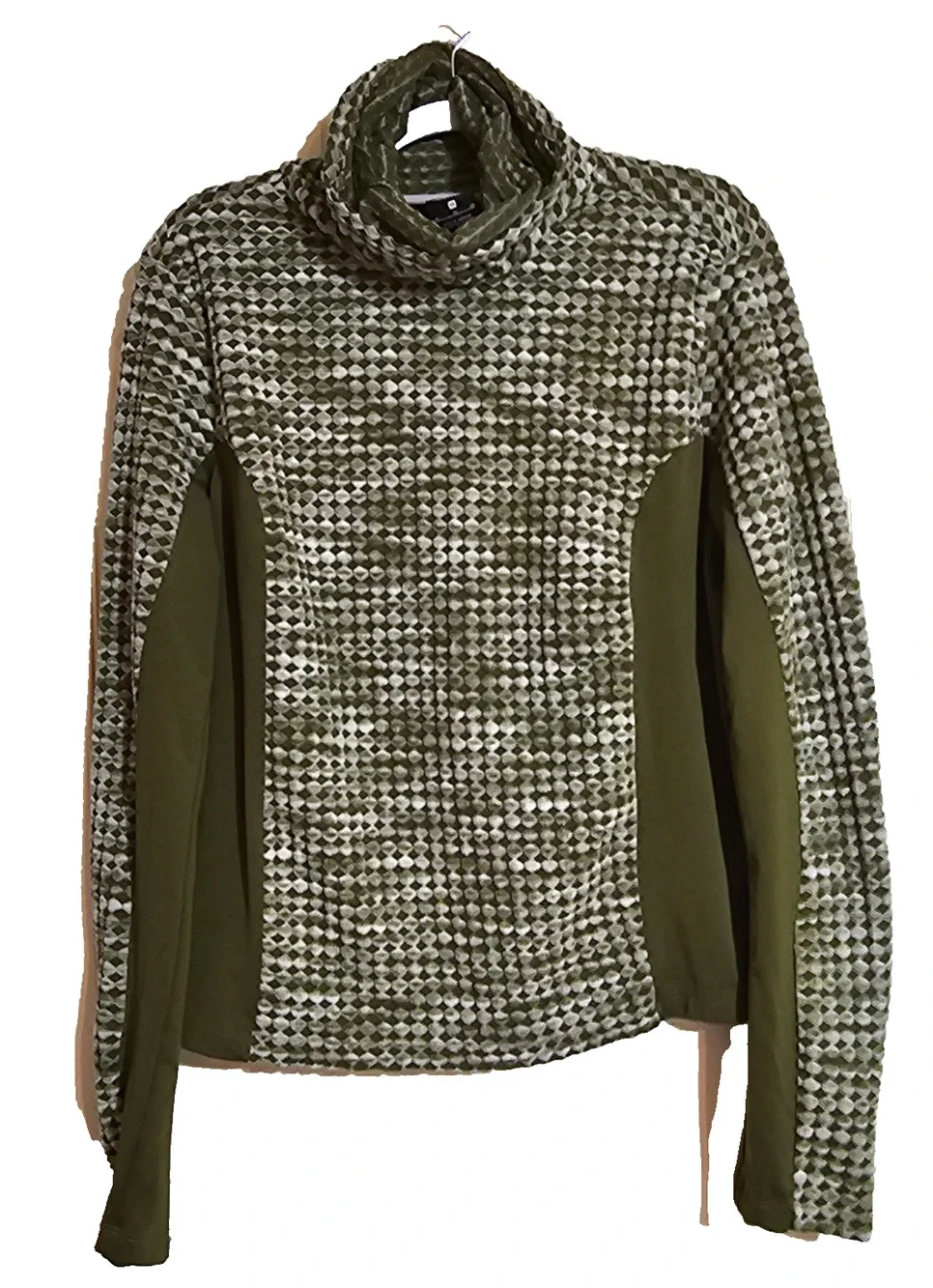 Nike Pro Hyperwarm Women's XL Olive Green Mock Neck Brushed Training Pullover